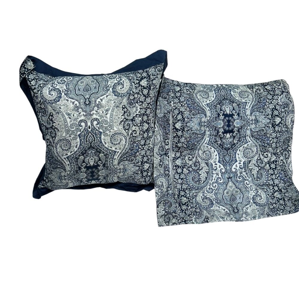 Indigo Home blue white paisley chinoisserie PAIR TWO pillow covers 20" insert